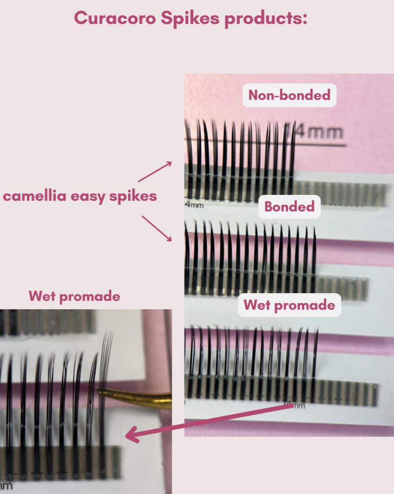 curacoro spikes products: camellia easy spikes bonded and non-bonded and wet promade