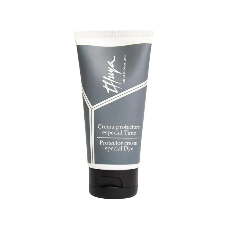 Thuya Protector Cream for special dye applications in a sleek gray and black tube, designed to protect skin during tinting.