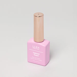 LLBA Tabloid Tease Gel Polish bottle on a light background.