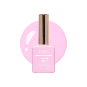 LLBA Tabloid Tease Gel Polish bottle with a white background and a glossy paint blob.