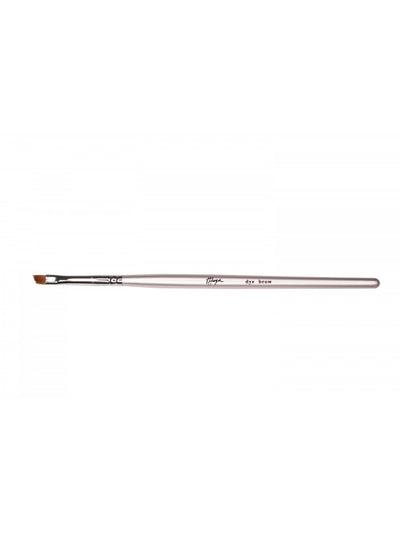 Thuya Dye Brow Brush with a sleek silver handle and angled bristles, designed for precise application of eyebrow dye.