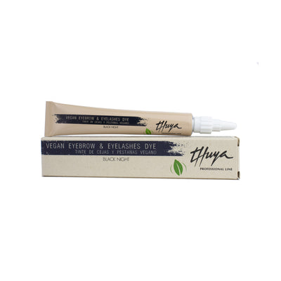 Thuya Vegan Eyebrow & Eyelashes Dye in black night, on a white background. 