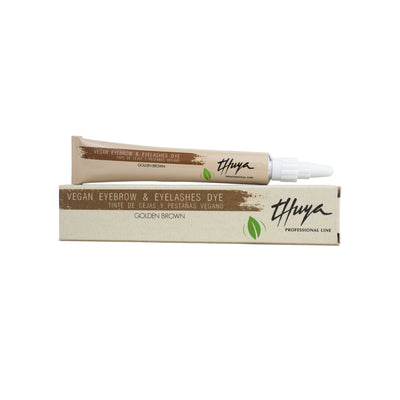 Thuya Vegan Eyebrow & Eyelashes Dye in Golden Brown offers a soft, warm tone for natural-looking lashes and brows with a vegan formula.