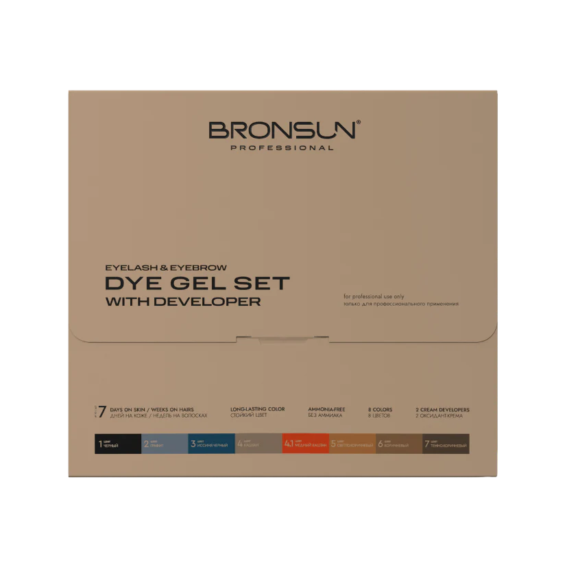 Gel Dye Set with Developer BRONSUN (8 dye colours and 2 developers) - New packaging