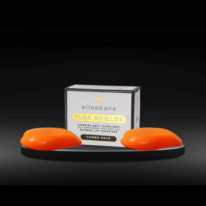 Pack of silicone forms for lash lift and two Flex shields displayed