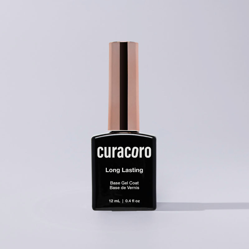 Curacoro Long Las Base Gel Coat in front of a white background.ing