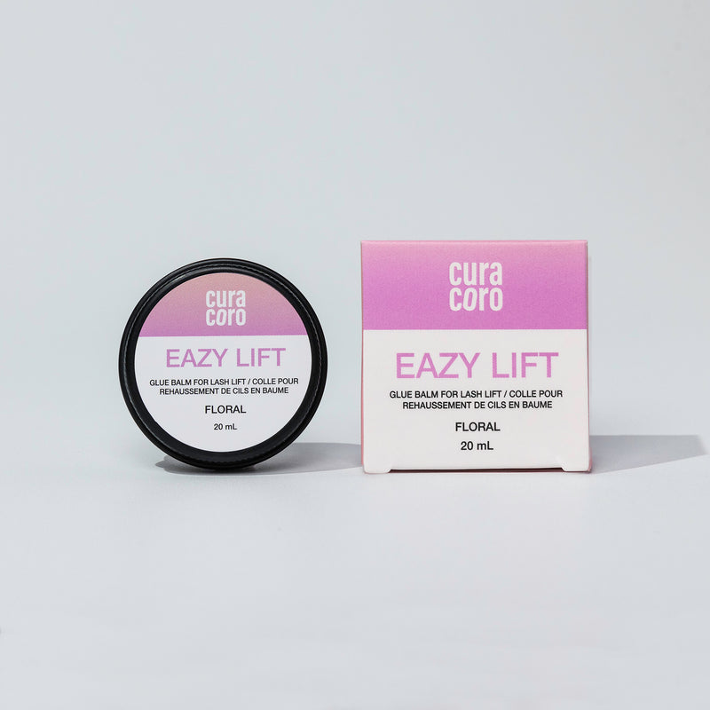 Curacoro Eazy Lift Glue Balm Product & Box Over White Background