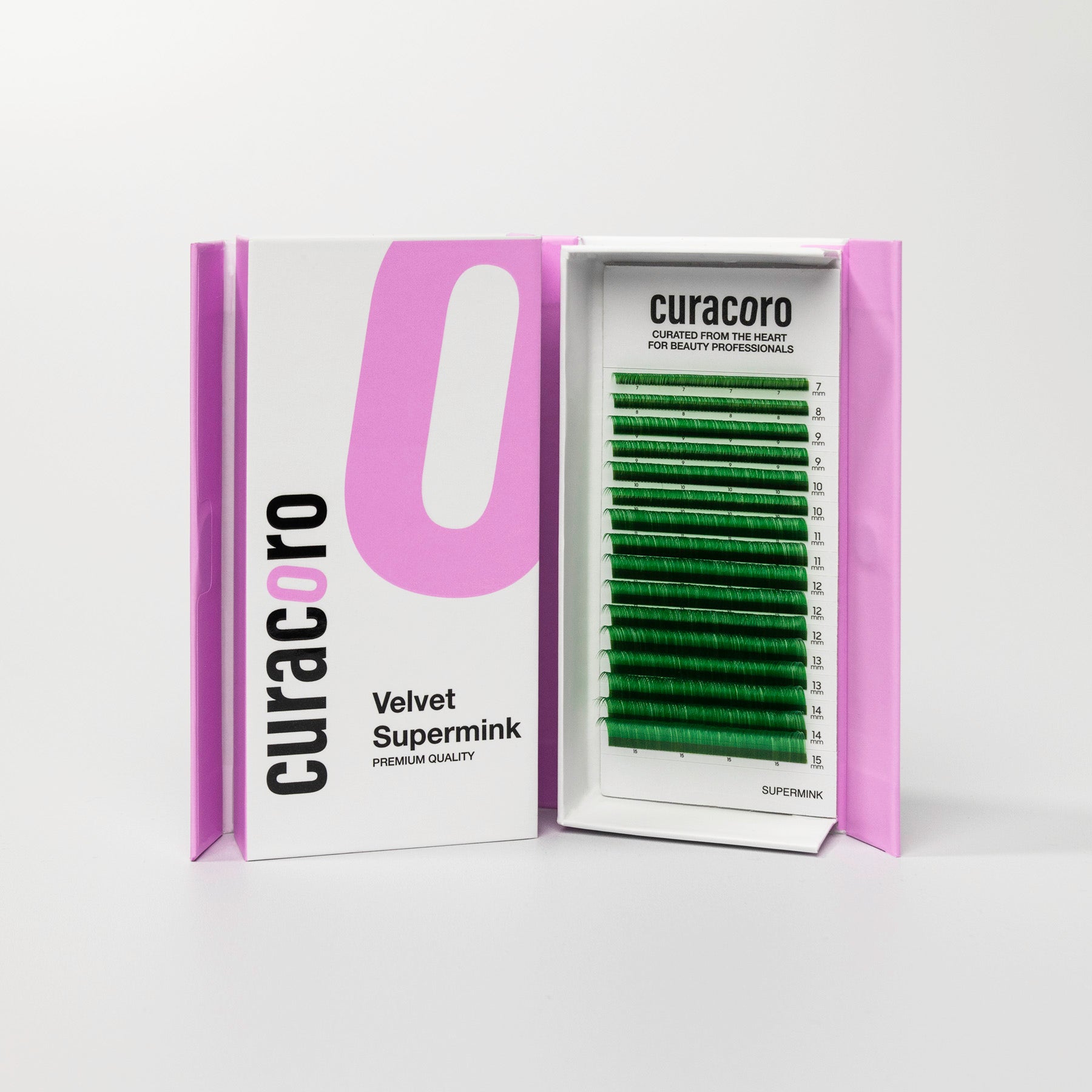 Velvet Super Mink Kelly Green with open case.