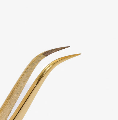 Curacoro Lash Extension Tweezer Gold style tip close up.