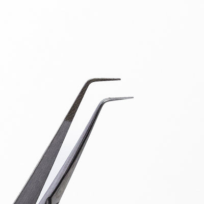 Curacoro Lash Extension Tweezer Silver style close up.