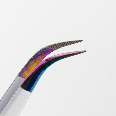 Curacoro Fan-Lash-Tic Tweezers Daisy White style close up.