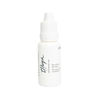 White bottle with a dropper cap featuring the Thuya Professional Line logo and labeled 'Pre-smoothing of eyebrows.