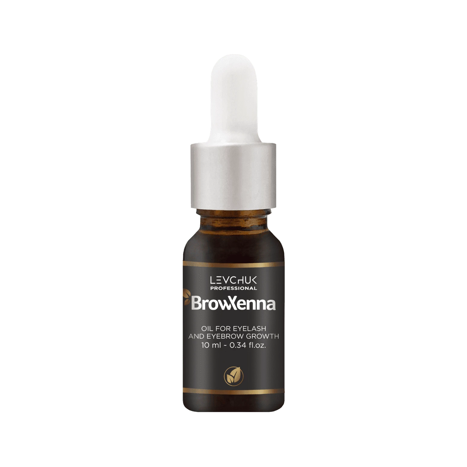 BrowXenna® Oil for eyelash and eyebrow growth, 10 ml bottle displayed