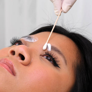 Zensa Numbing Cream applied to brows on a model