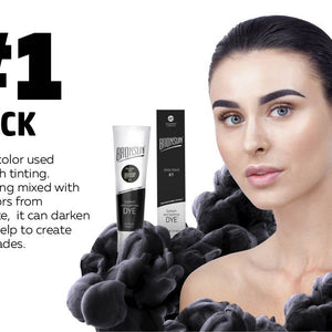 Bronsun Brow and Lash Dye - Deep Black infographic product and model 