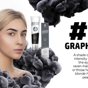 Bronsun Brow and Lash Dye - Graphité infographic with product and model 