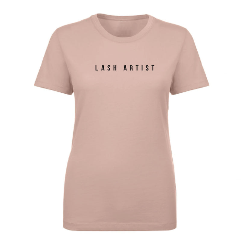 Lash Artist T-Shirt colour pink in front of white background.